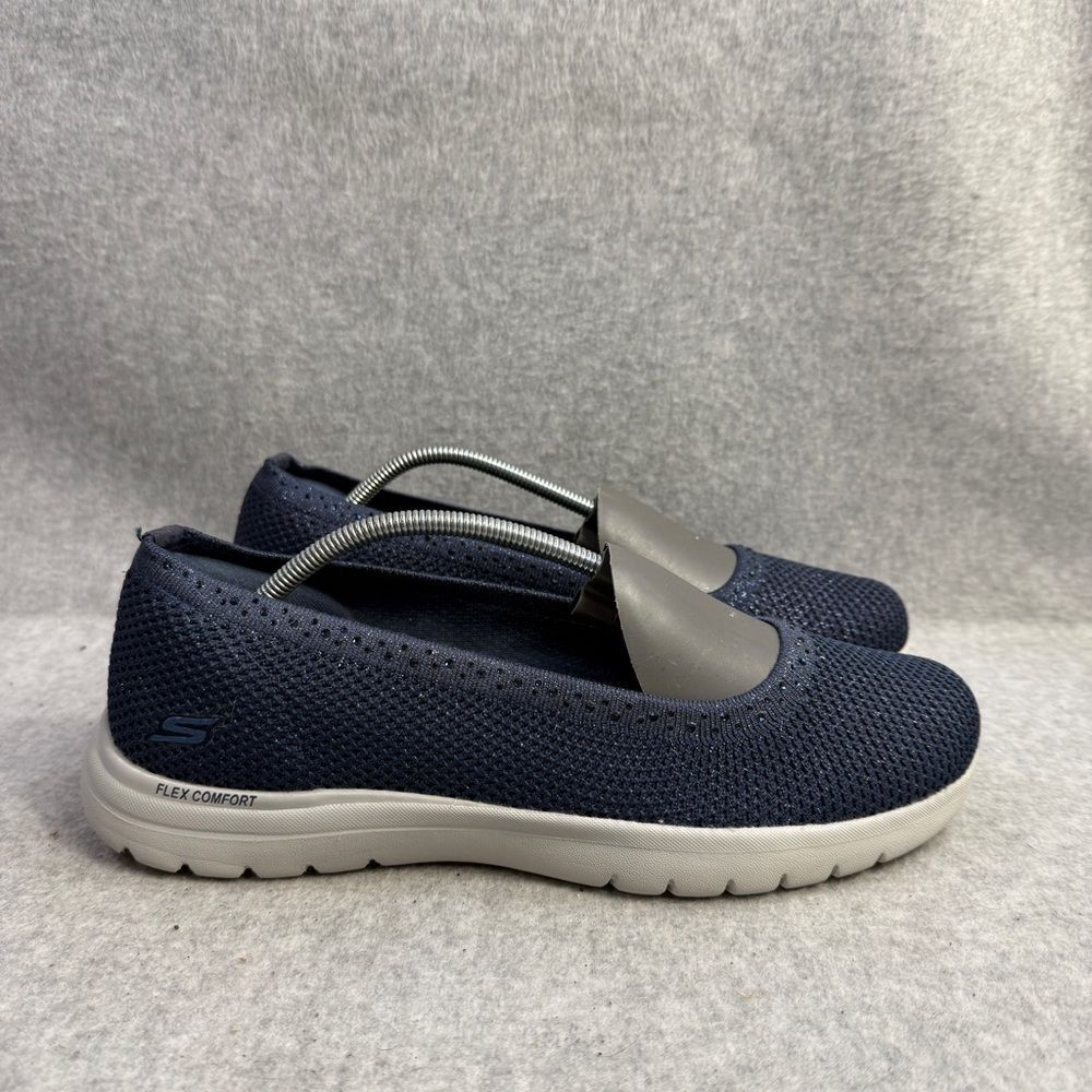 Skechers Shoes Womens Size 9.5 Blue Memory Foam Slip On Comfort Walking Sneakers - Picture 4 of 10